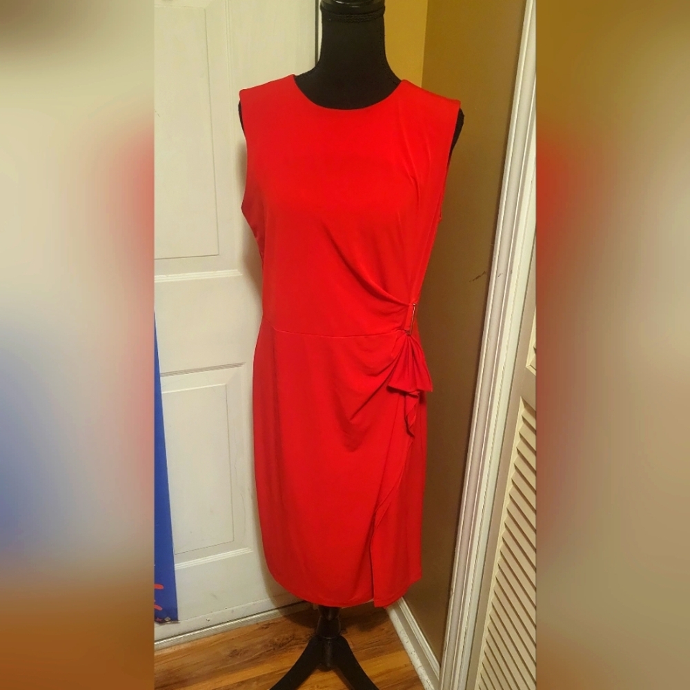 Ellen Tracy Vibrant Red Sleeveless Dress, Size 10